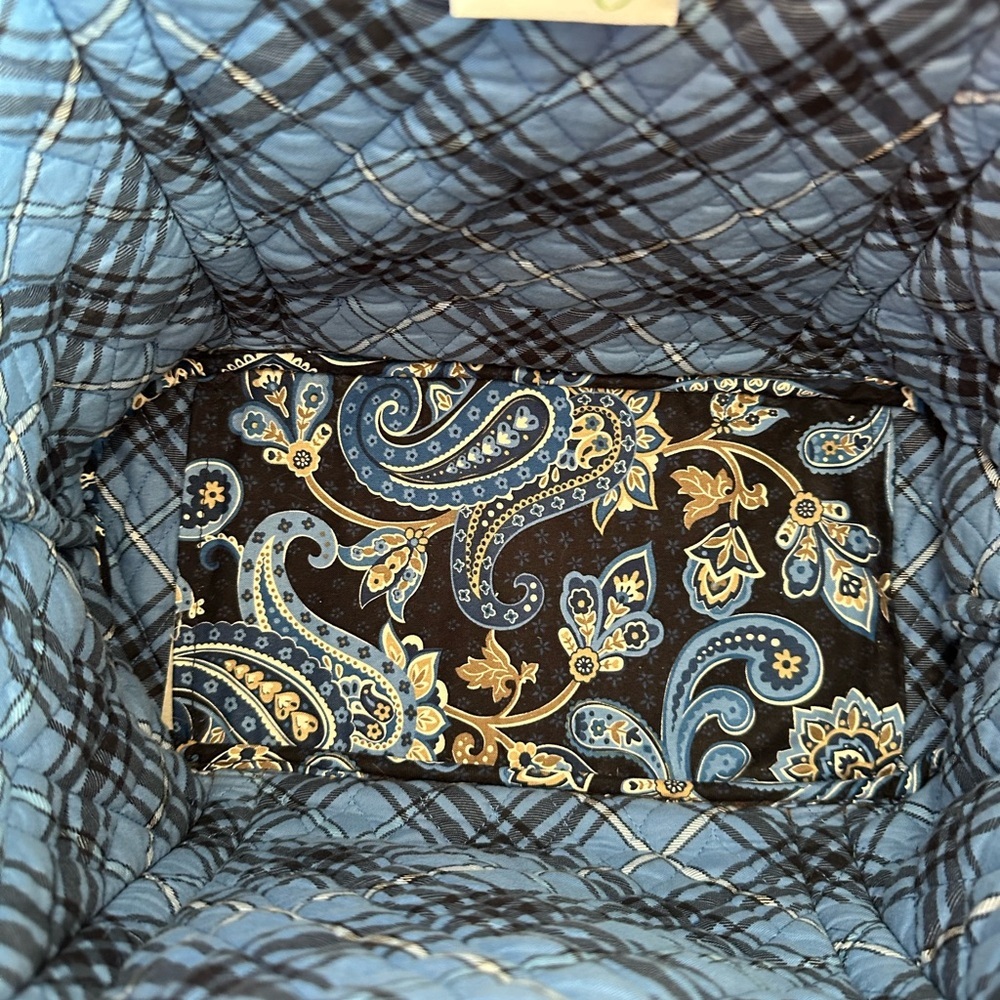 Vera Bradley Windsor Navy Quilted Villager Tote Double Shoulder Strap *Retired* - Picture 10 of 14